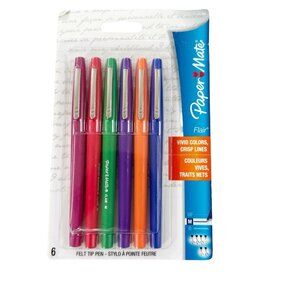 NEW Paper Mate Flair Felt Tip Pens 0.7 mm Medium Point MULTI Colors 6 Count
